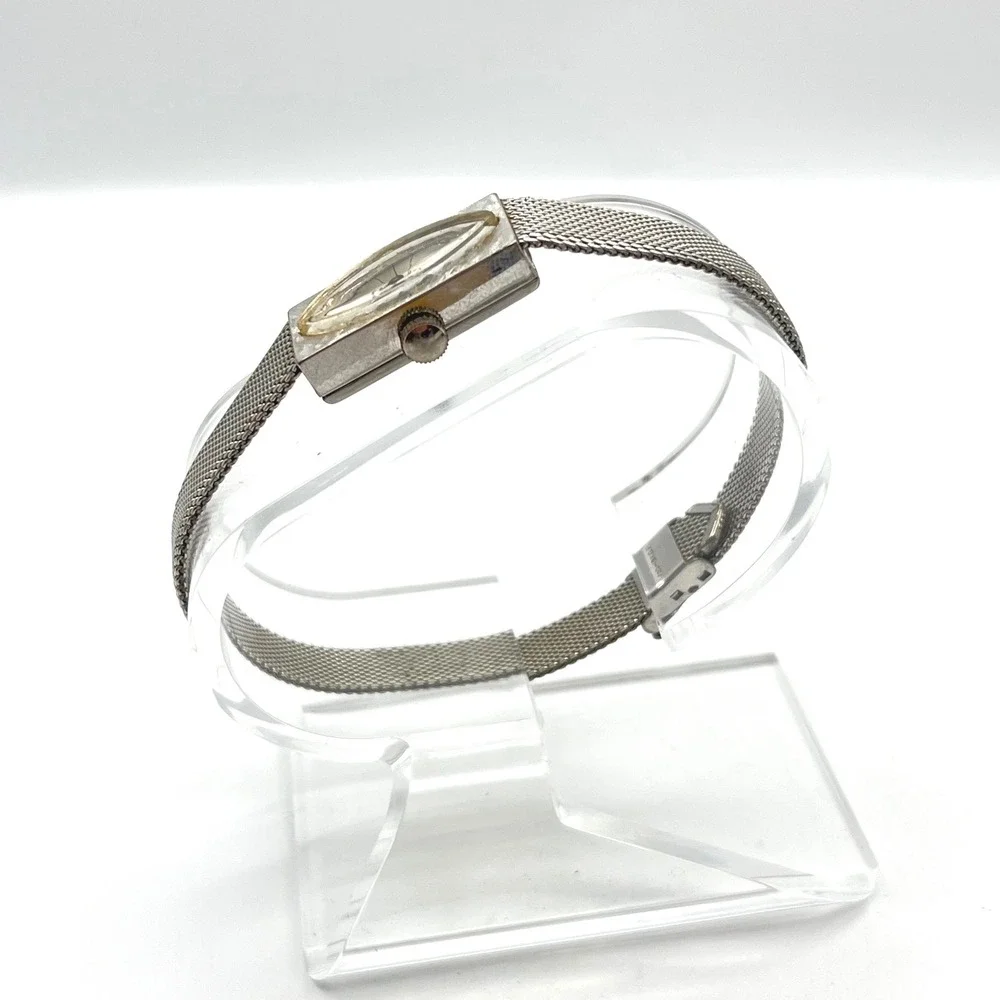 Vintage MF‎ Cortina 17 Jewel Manual Wind Watch 10K RGP Bezel GF Mesh Band Silver